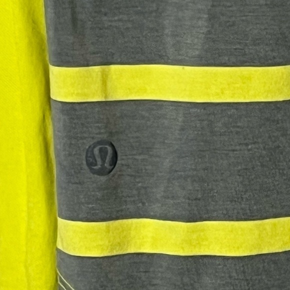 Lululemon In Your Element Neon Green Yellow Gray Stripe Long Sleeve Shir… - Picture 3 of 7